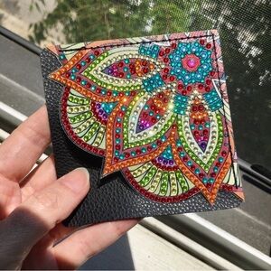 Diamond Art Lotus Flower Corner Bookmark, Bling, Colorful, Sparkly (RED/ORANGE